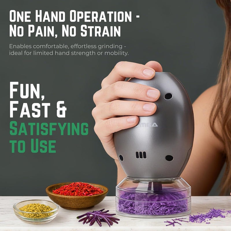 Mamba Grinder Electric Spice & Herb Grinders for the Kitchen. Whip Chain Type One-Handed Mill, Easy to Use and Clean, Metal Gray - Image 5